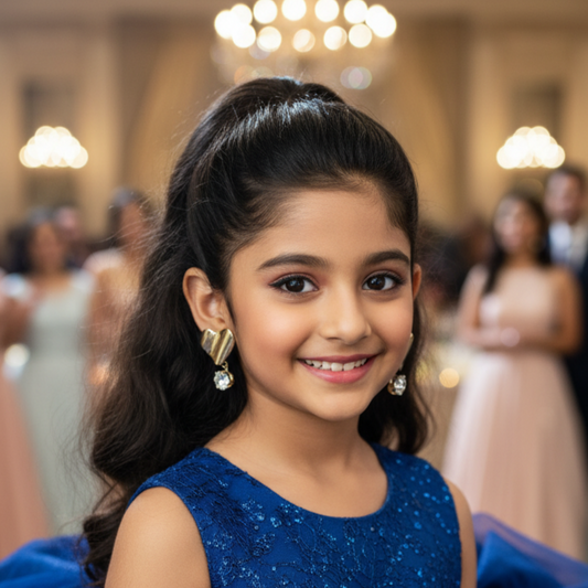 Gold Heart & Crystal Drop Earrings - Classic Elegance