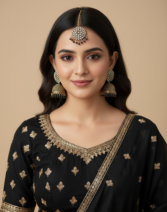 Classic Black & Gold Pearl Jewelry Set - Timeless Sophistication