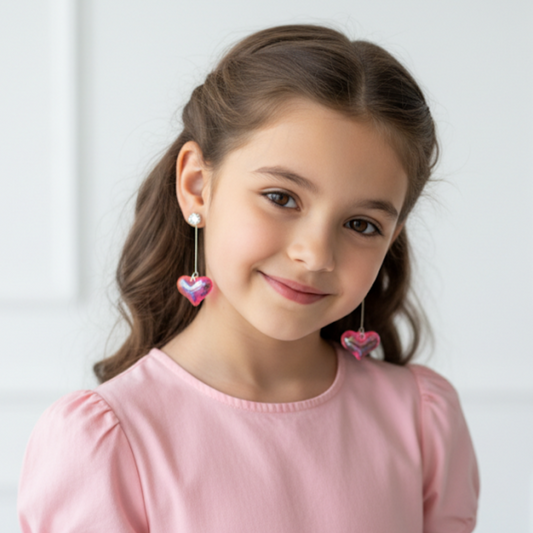 Pink Heart Drop Earrings - Sweet & Stylish