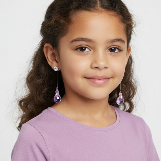 Purple Crystal Teardrop Earrings - Elegant Sparkle