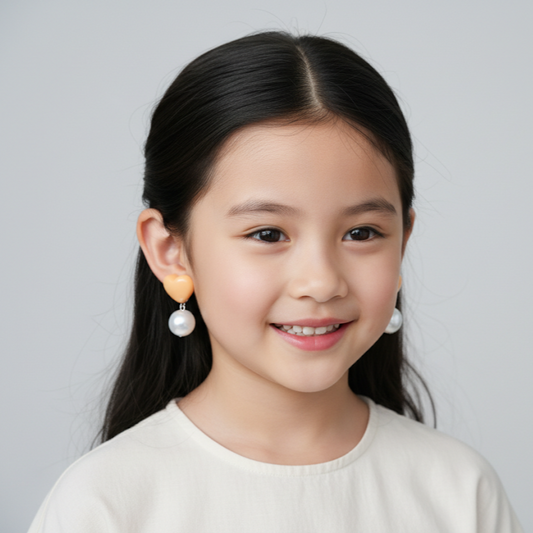 Peach Heart Pearl Drop Earrings - Sweet & Sophisticated