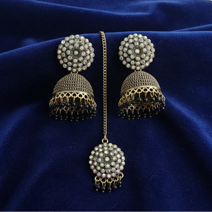 Classic Black & Gold Pearl Jewelry Set - Timeless Sophistication