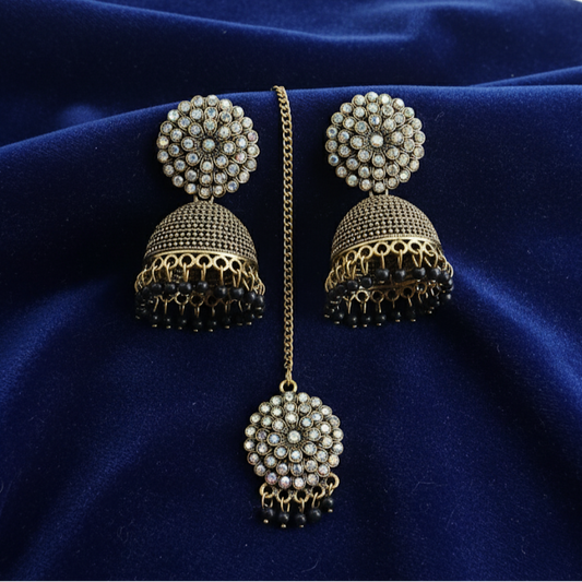 Classic Black & Gold Pearl Jewelry Set - Timeless Sophistication