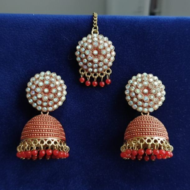 Royal Red & Gold Pearl Jewelry Set - Complete Elegance