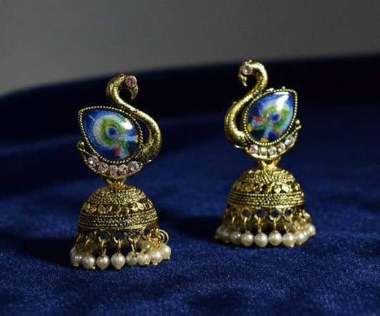 Elegant Peacock Jhumka Earrings - Traditional Glamour Redefined ✨ Transform Every Occasion Into Something Special