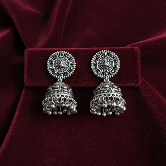 Traditional Oxidized Silver Jhumka Earrings - Heritage Craftsmanship