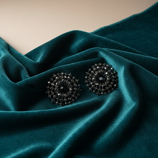Black Crystal Stud Earrings - Understated Luxury