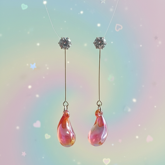 Pink Crystal Drop Earrings - Playful Elegance