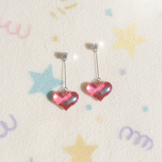 Pink Heart Drop Earrings - Sweet & Stylish