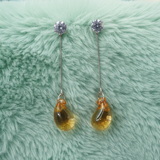 Golden Amber Drop Earrings - Sunny Sophistication