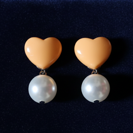 Peach Heart Pearl Drop Earrings - Sweet & Sophisticated